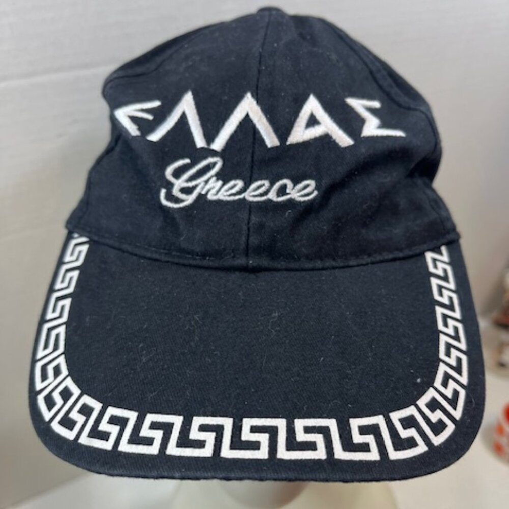Greece Embroidered Cotton Black White Adjustable Baseball Cap Hat Greek Flag